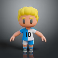 Cartoon Man With Blonde Hair In Blue And White Jersey Number 10 Shorts And Sneakers