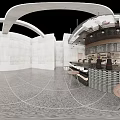 Modern Milk Tea Shop Interior With Open Counter Menu Board Hanging Lighting And Plant Decorations