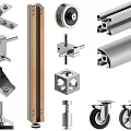 Furniture Hardware Parts Including Metal Brackets Wooden Poles Sliding Rails And Casters