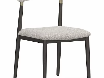 Modern Single Chair With Gray Upholstered Seat Black Wooden Legs And Metal Accents 3d model
