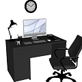 Modern Office Desk Setup With Computer Monitor Desk Lamp Keyboard Mouse And Ergonomic Chair