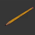Yellow Wooden Pencil With Red Eraser Tip And Worn Texture On Gray Background
