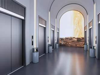 modern elevator hall elevator car 3d model
