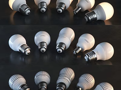 Various Light Bulbs With Different Designs And Styles Displayed Together 3d model