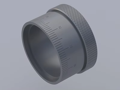 Gray Cylindrical Dining Table Knob With Scale And Textured Surface 3d model