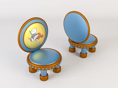 Modern children's chair wooden children'stool 3d model