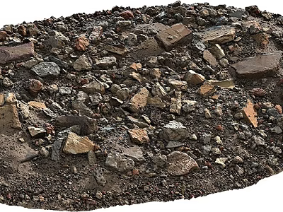 Natural Stone And Wood Mixed Pile For Construction And Landscaping Projects 3d model
