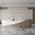 Company Front Desk Background Wall Reception Area Bar Desk Reception Desk Lobby Simple Lobby 3d model