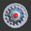 Blue Jelly Dessert With White Cream Topping And Cherry On Star Shaped Plate
