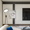 Modern Living and Dining Room Interior With Open Layout Sofa Dining Table And Pendant Lights