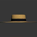 Stylish Wide Brim Straw Hat With Beige Color And Black Ribbon
