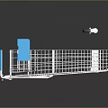 Metallic Shopping Cart With Wireframe Basket Blue Handle And Rolling Wheels Design
