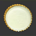 Round Tart With Golden Crust And Creamy White Filling On Dark Surface
