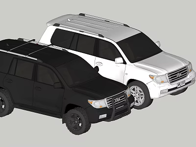 Black And White SUV Cars With Roof Racks Exterior Design Side By Side 3d model