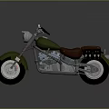 Classic Green Motorcycle With Brown Leather Seat And Chrome Details Shiny Finish