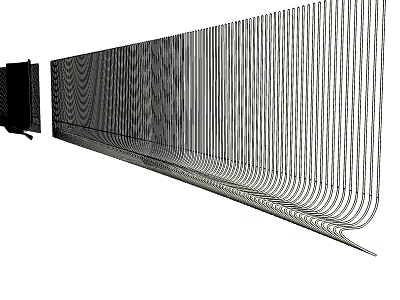 Sturdy Metal Fence With Continuous Vertical Slats And Wavy Design Pattern 3d model
