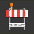 Alberta Traffic Supply Ltd Red White Striped Barrier With Orange Top Ball For Road Safety
