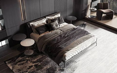 Modern style commodity bed 3d model