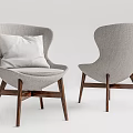 Light Gray Single Sofa with Wooden Legs and White Cushion Modern Minimalist Design