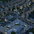 Aerial Urban Planning View with High Rise Buildings Roads and Plazas Modern City Design Layout