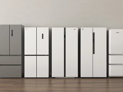 Modern Refrigerators With Multiple Designs In White And Grey For Kitchen Use 3d model