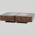 Two Piece Wooden Coffee Table With Marble Top And Modern Design