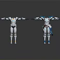 Colorful Robot Action Figures Standing with Extended Arms in Various Colors
