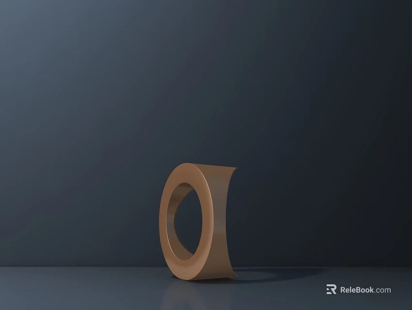 Minimalist Modern Abstract Brown Ring Shaped Sculpture Artistic Carving 3d model 