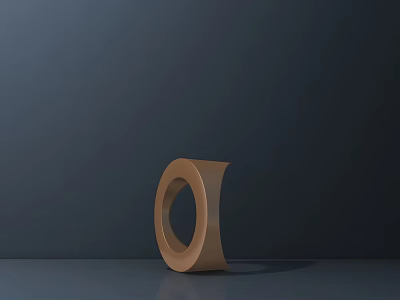 Minimalist Modern Abstract Brown Ring Shaped Sculpture Artistic Carving 3d model