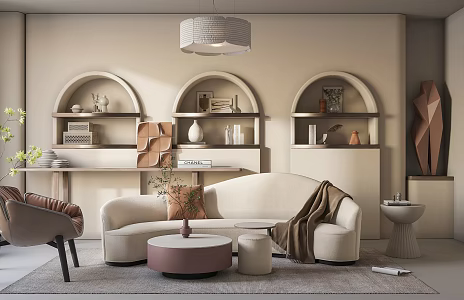 Quiet Sofa Tea Table Combination Home 3d model