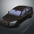 Black Police Sedan With Roof Emergency Lights And Front Badge Design