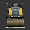 Yellow And Gray Construction Road Roller With Double Rollers Seat And Control Panel 3d model
