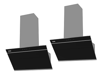 Two Modern Black And Gray Kitchen Range Hoods For Home Cooking Appliances 3d model
