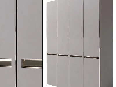 Modern Wardrobe With Sleek Mirror Panel Doors And Metallic Handles Design 3d model
