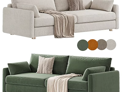 Comfortable Sectional Sofa With Cushions Throw Blanket And Multiple Color Options 3d model