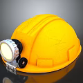 Yellow Hard Hat With Attached Bright LED Headlamp For Safety Protection