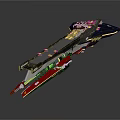 Futuristic Sci-Fi Starship Design With Black And Red Hull And Aerodynamic Structure