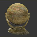 Vintage World Globe With Brass Stand And Colorful Detailed Map Surface