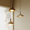 Modern Room Interior With Three Hanging Pendant Lights And Window Blinds Warm Illumination