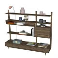 Modern Wooden Shelving Unit With Multi Layer Design Decorative Items And Books