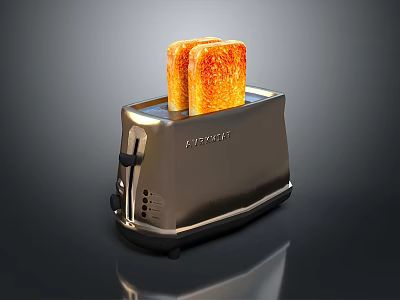 Modern Electric Toaster Design Featuring Two Slices Of Golden Toasted Bread 3d model
