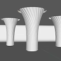 Three White Curved Columns With Illuminated Base In Gray Interior Space 3d model