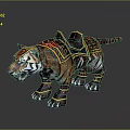 Ornate Decorated Tiger Mount With Colorful Saddle And Leg Armor Details