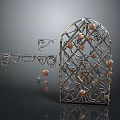 Decorative Iron Metal Art Piece With Grape Leaf And Curved Scroll Details