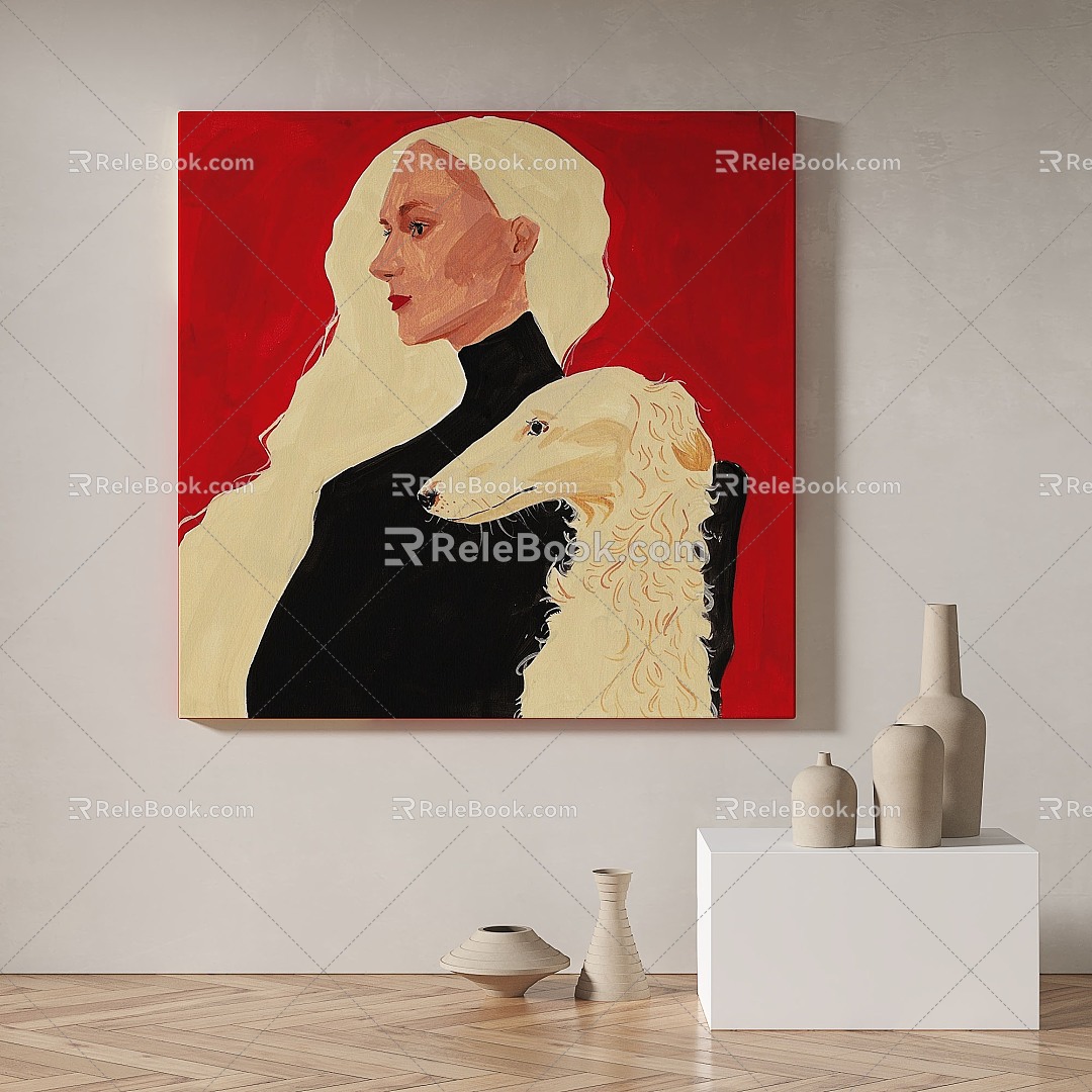 Modern minimalist abstract decorative painting 3d model