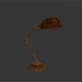 Vintage Copper Table Lamp With Curved Arm And Round Metal Base