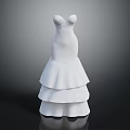 Fashionable Elegant White Strapless Dress With Layered Flared Skirt Design