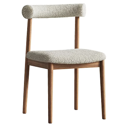 Modern Minimalist Dining Chair With Wooden Frame And Comfortable Upholstered Seat 3d model