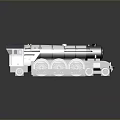 Vintage Steam Train With White Gray Body Large Cylindrical Boiler And Red Accents