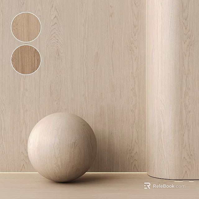 Light Wood Grain Wall Panel Components With Texture Samples And Sphere Decor 3d model